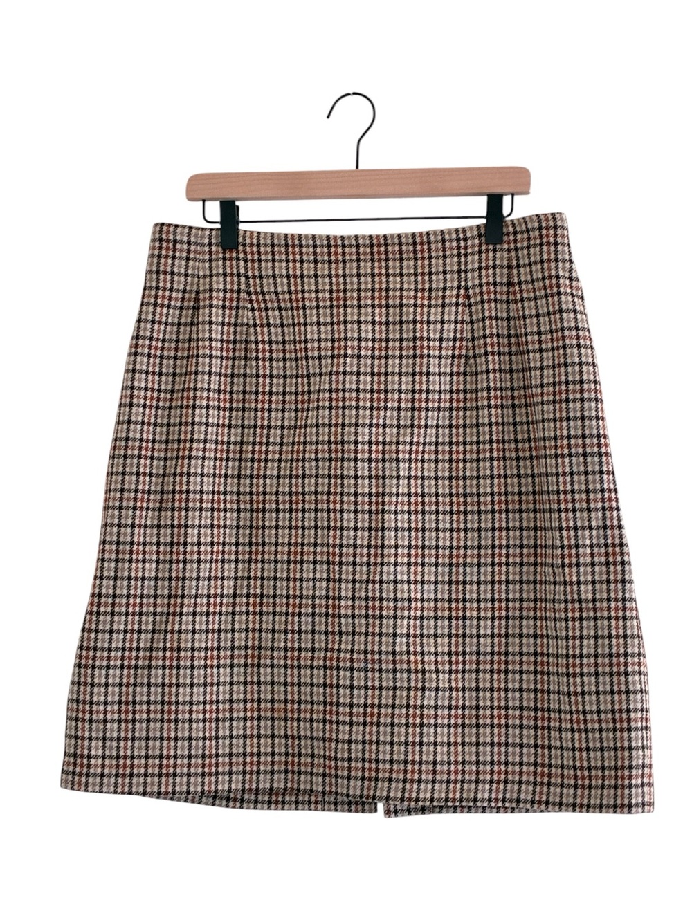 Vintage | Plaid wool blend zip closure A-line lined skirt women’s size 18